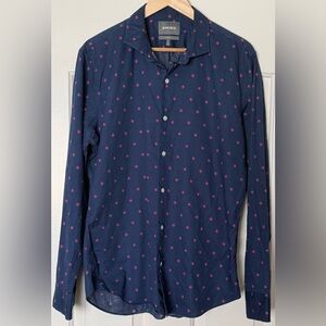 Bonobos Slim Fit Dress Shirt Men’s Large | Navy Pink Geometric Print